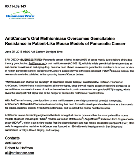 Oral Methioninase Overcomes Gemcitabine